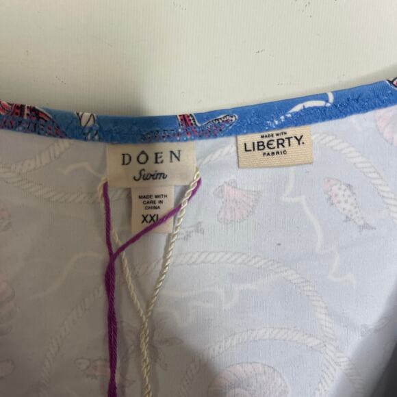 New Doen Marbella maillotone piece swimsuit blue shell liberty Solent shores XXL - Picture 2 of 8